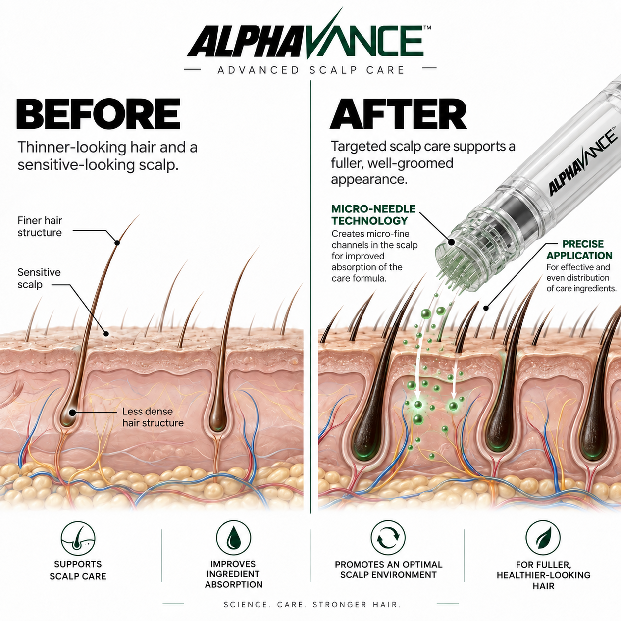 Alphavance micro-needle scalp care technology